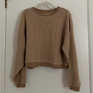 Casual Tan Ribbed Women's Top